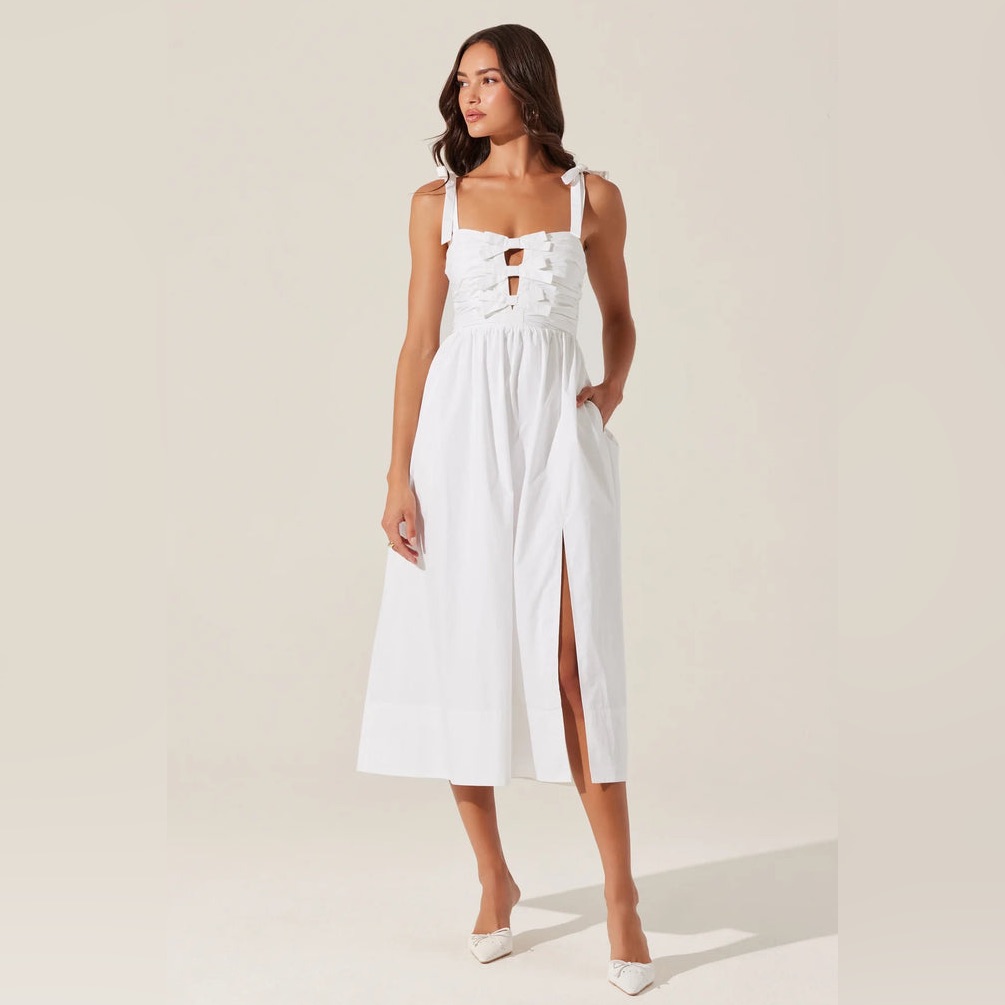 Astr White Midi Dress
